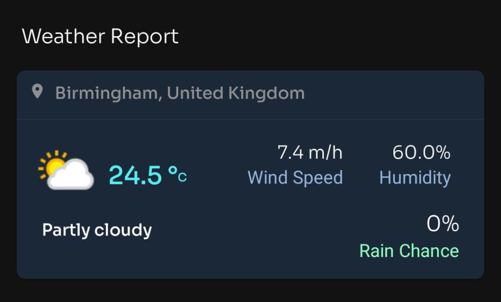 Weather Report Today Match: