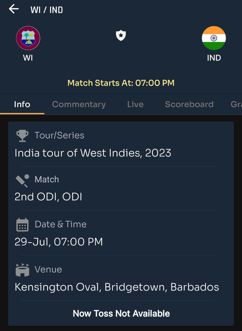 India vs West Indies 2nd ODI Match ,Probable11, Match Prediction, Toss Prediction, Pitch Report and Weather Report: