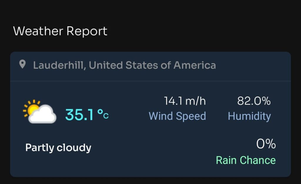 Weather Report Today match