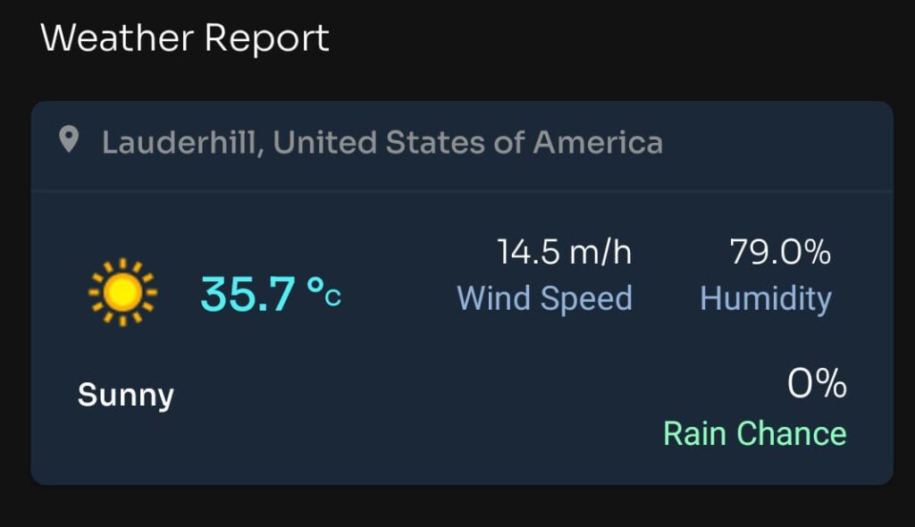 Weather Report Today match