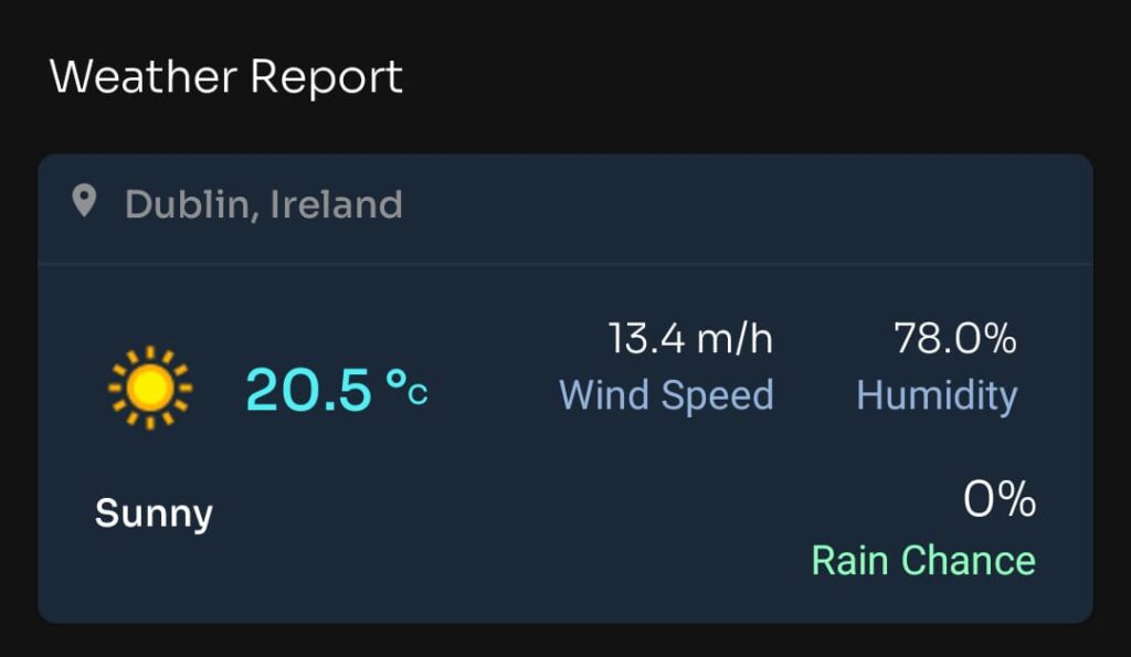 WEATHER REPORT TODAY MATCH