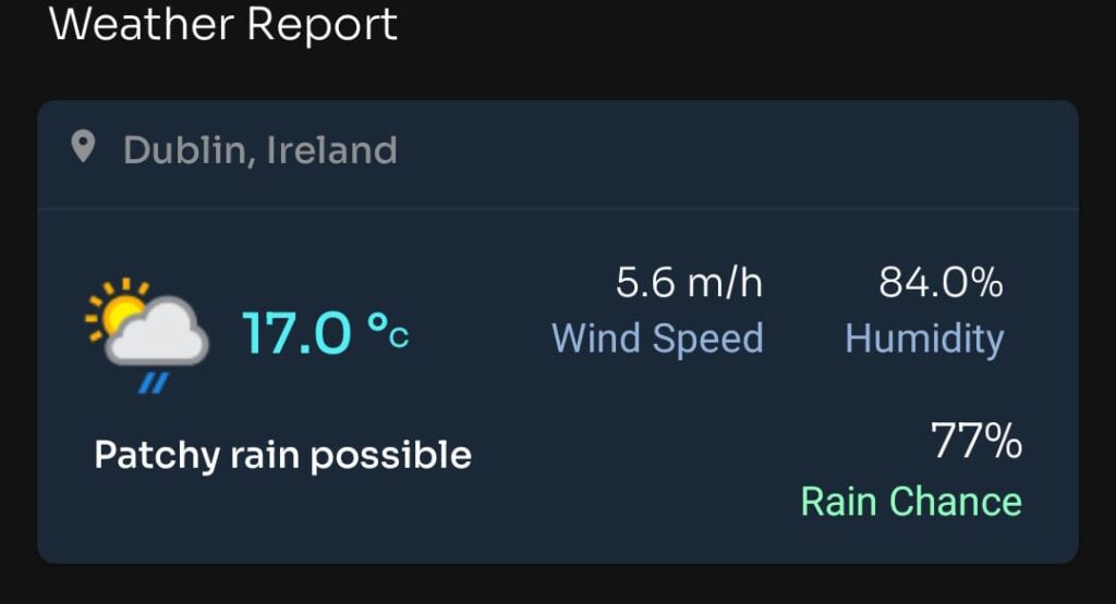 WEATHER REPORT TODAY MATCH