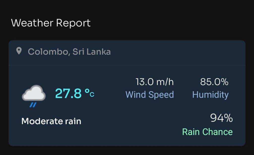 Weather Report Bangladesh vs Srilanka Match 