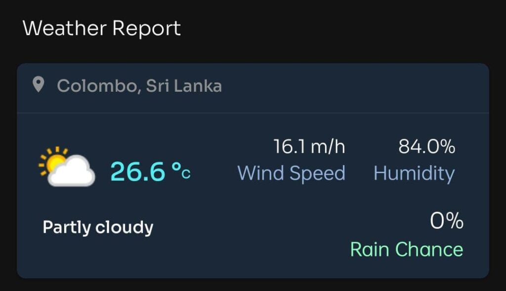 Weather Report  India vs Srilanka