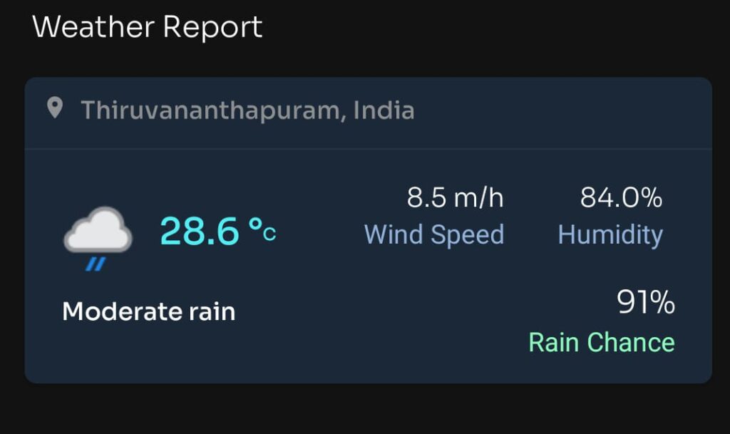 Weather Report Today Match