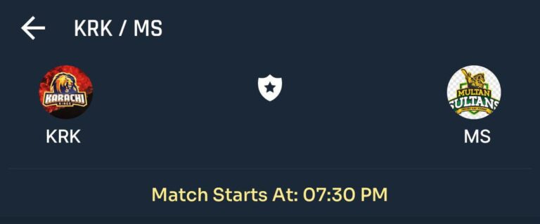 Today PSL Match Prediction - KRK vs MS