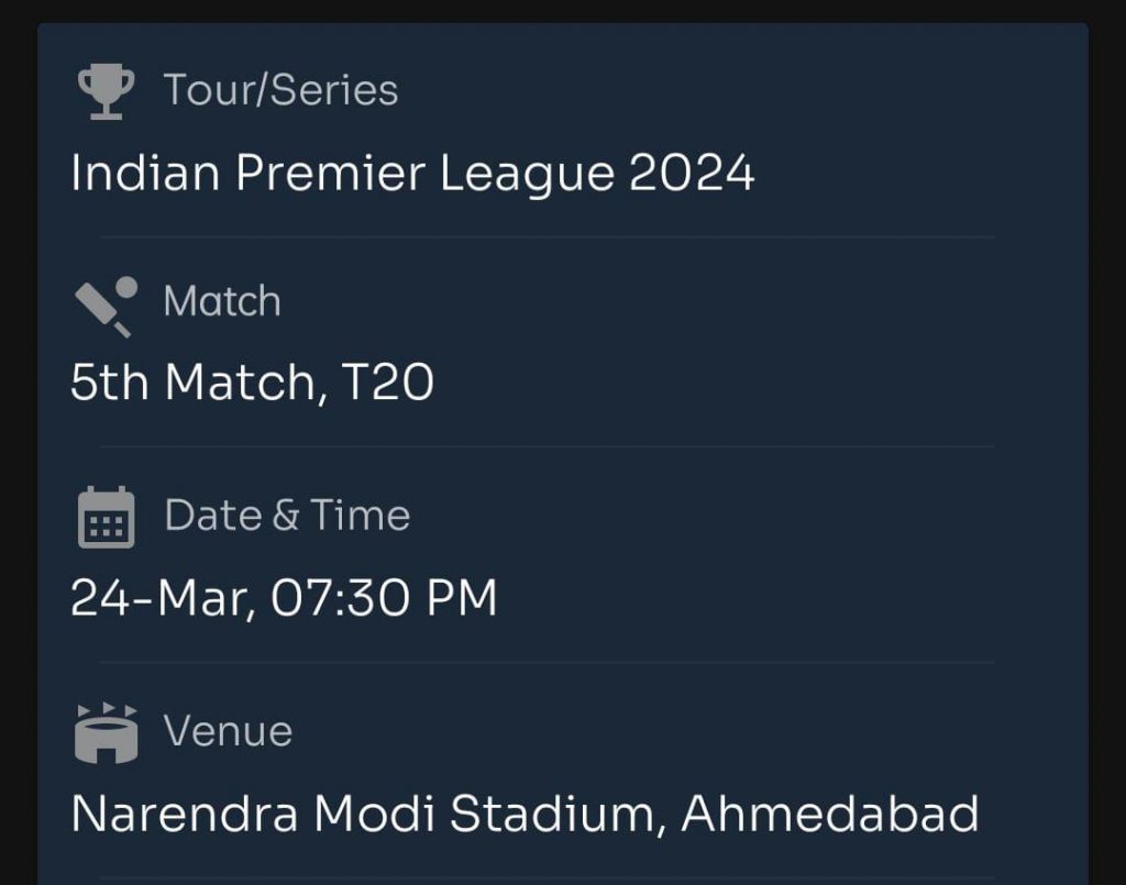 Match Info GT vs MI | IPL 2024 