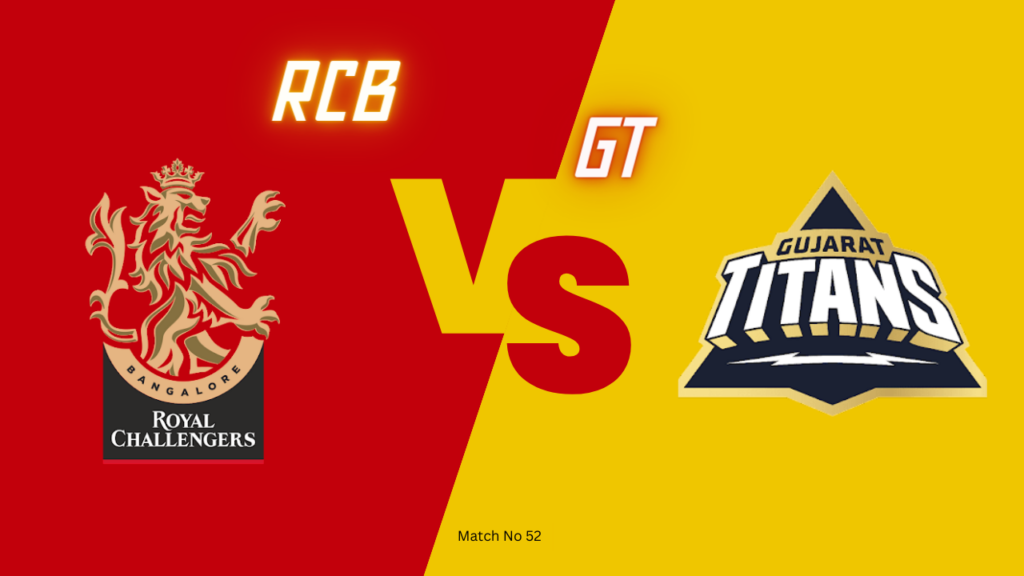 IPL 2024 52th Match : RCB vs GT Today Match Prediction – who will win today ipl match and Toss | Toss and Match Prediction | Pitch Report & weather Report | Match Info
