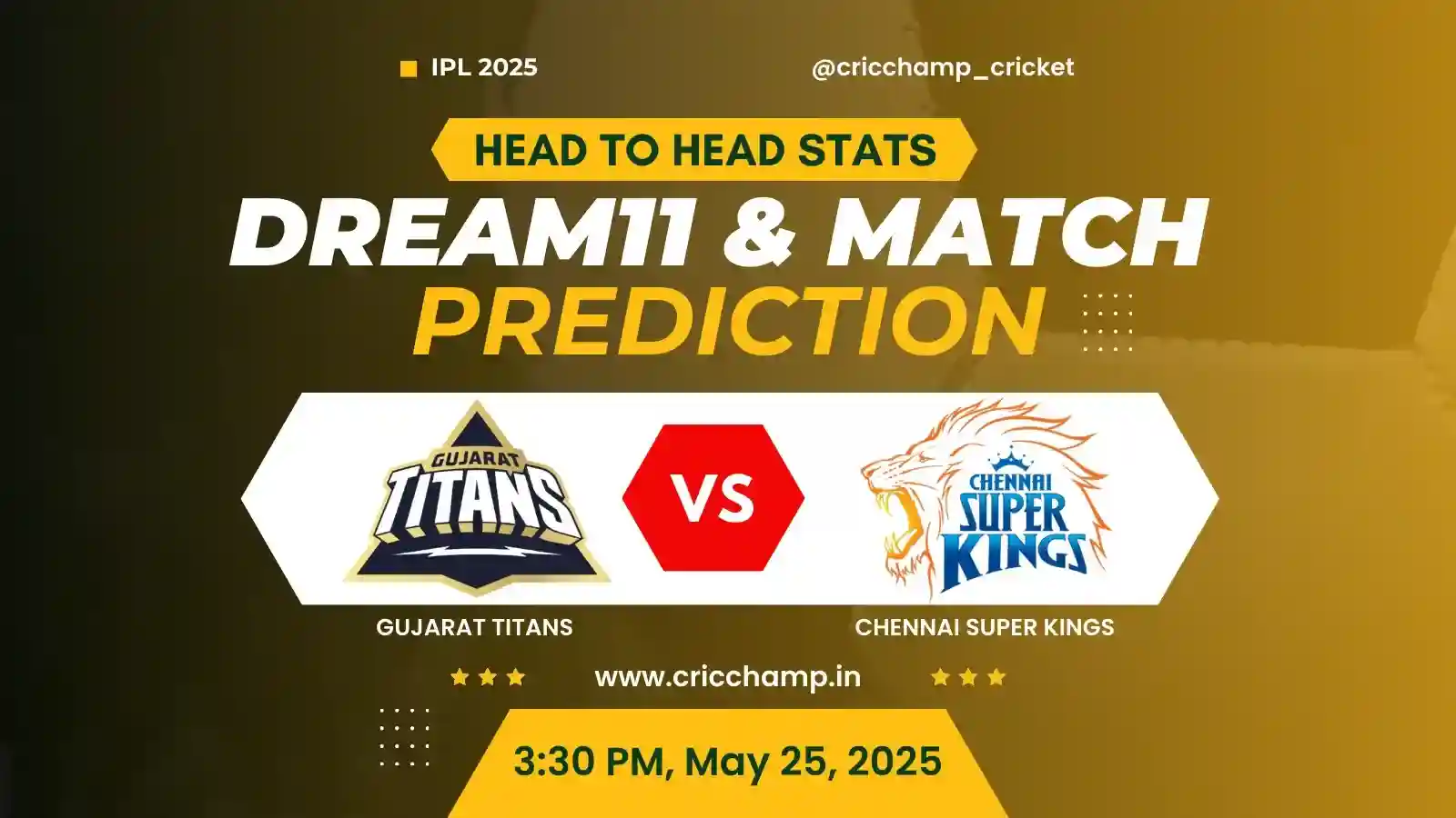Why will GT (Gujarat Titans) will win today IPL match - CSK vs GT 67th match of IPL 2025