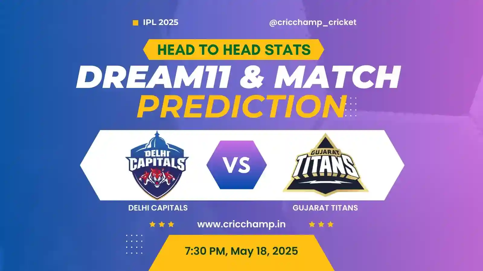 GT vs DC Dream11 Prediction, Toss, Pitch Report, Head to head - IPL 2025?