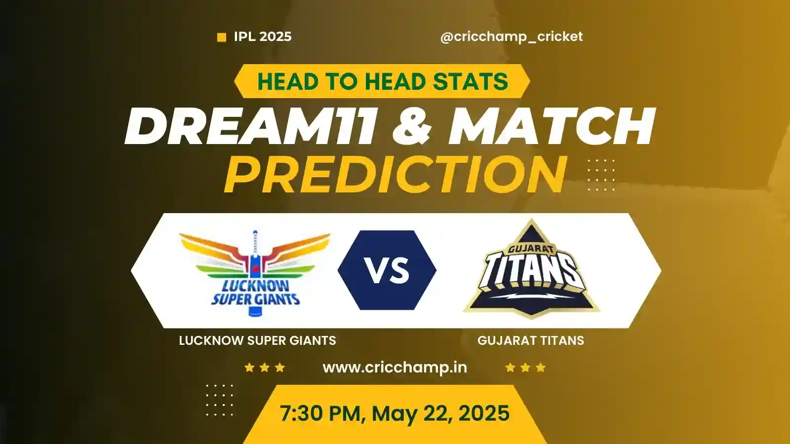 LSG vs GT Dream11 Prediction, Head to head, Toss and Pitch - 64th Match of IPL 2025 (Gujarat Titans vs Lucknow Super Giants)