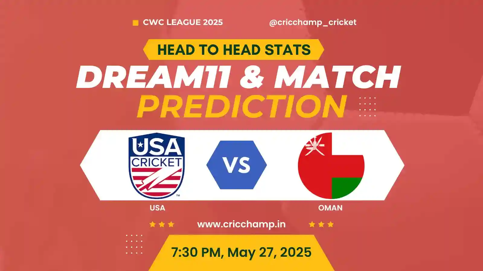 Oman vs USA Head to head, toss and Match prediction | CWC League-2, Match 73th